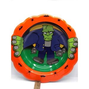 Vintage Ullman Co. Halloween Frankenstein Monster Candy Bowl USA 14.5" Plastic